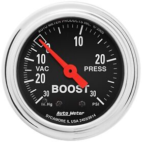 2403 Autometer Traditional Chrome Mechanical Boost Vacuum Gauge