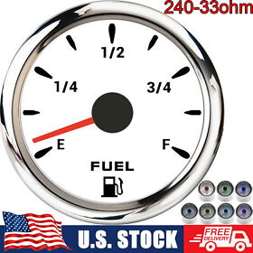 Cx6148us 2inch 5mm Bezel Gas Fuel Level Gauge 240-33ohm 7 Colors Led For Marine Boat Car Us