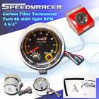 Tkc3-8 " 3 Shift Tach Civic Si Fiber Prelude Accord 4 Rpm Carbon Light Tachometer 8k Gg