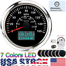 0-240km 85mm Gps Speedometer Odometer Gauge 0-160mph H 7 Colors Led For Boat Car 0-240km 85mm Gps Speedometer Odometer Gauge 0-160mph H 7 Colors Led For Boat Car