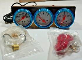 Afauto2016 Poseng4651 Chrome 2ftft 52mm Mechanical Triple Gauge Set Water Temp Oil Pressure Volt Meter