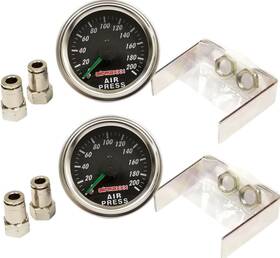 Ai-am-2ga2 Airmaxxx 2 Dual Needle Gauges 200 Psi Black Face 1/4 Inch Air Ride Suspension Syste