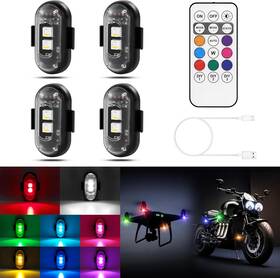 Gmj-8 Amiline Wireless Led Lights For Car 4pcs With Remote Control Black