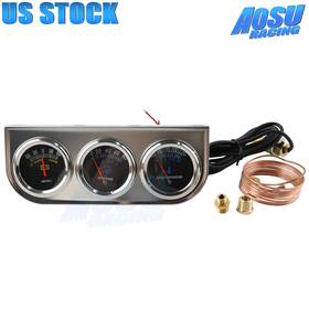 Aosuracing Ag005-t Mechanical 2ftft 52mm Chrome Triple Gauge Set Water Temp Oil Pressure Amp Meter