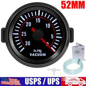 Artilaura Bl0183-6193-bl 2 Inch 52mm Universal Black Car Motor -30 Hg Vacuum Gauge Meter Us