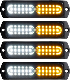 Aspl 4pcs Sync Feature 12-led Surface Mount Flashing Strobe Amber White