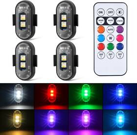 Aukmak 606727978082 4pcs Wireless Led Strobe Lights With Remote Control 8 Multicolor
