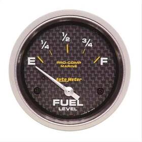 Auto Meter 460741424822 200761-40 Pro-comp Carbon Fiber Marine Fuel Level Gauge Diameter 2-5