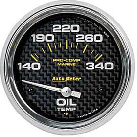 Auto Meter 460741426048 200765-40 Pro-comp Carbon Fiber Marine Oil Temperature Gauge Diameter