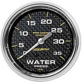 Auto Meter 460741618030 200773-40 Pro-comp Carbon Fiber Marine Water Pressure Gauge Diameter