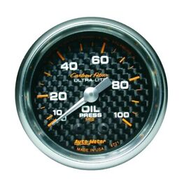 4721 Auto Meter Carbon Fiber 2-1/16inch Mechanical Oil Pressure Gauge Analog 100 Psi 4721 Auto Meter Carbon Fiber 2-1/16inch Mechanical Oil Pressure Gauge Analog 100 Psi