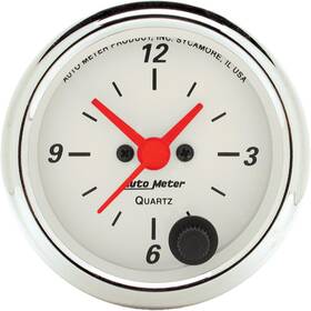 Autometer 046074013850 Auto Meter 1385 Clock 2 1/16 Inch 12hr Analog Arctic White