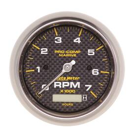 Autometer 046074162060 200890-40 - 3.37 Inch Carbon Fiber In-dash Mount Tachometer/hourmeter