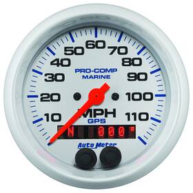 200637 Autometer Marine Gps Speedometer 3-3/8 Inch 120mph White
