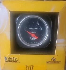 3316 Autometer Gauge Electric 2 1/18 Inch Fuel Level 240 Ohms Empty/33 Full