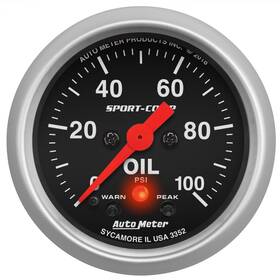 3352 Autometer Oil Pressure Gauge 2 1/16 Inch 100psi Sport-comp