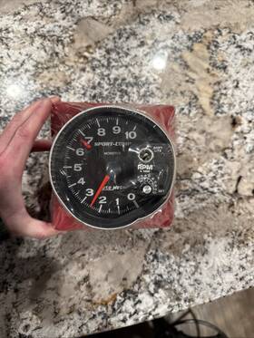 3903 Autometer Sport-comp Tachometer Tach 5 Inch 10k Rpm With Shift-lite Damaged