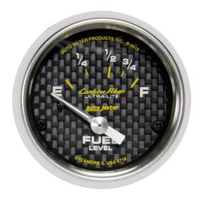 4718 Autometer Carbon Fiber Fuel Level Gauge 2-1/16 16/158 Flat