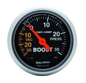 Atm3303 Autometer 2-1/16 Sport-comp Boost Presssure Gauge 30 Psi Dunebuggy And Vw