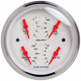 Tlx-atm1312-cl360a70 Autometer Quad Gauge Arctic White 3-3/8in 100 Psi/100-250 Deg F / 8-18v