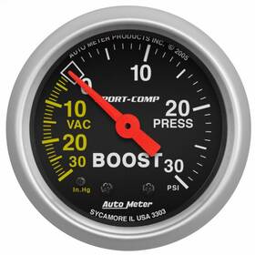 Tlx-atm3303-cl360a70 Autometer Sport-comp Mechanical Boost Gauge 52mm 30 Psi