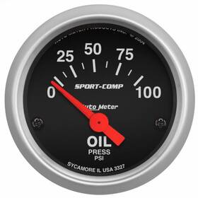 Tlx-atm3327-cl360a70 Autometer Sport-comp Electronic Oil Pressure Gauge 0-100 Psi 52mm