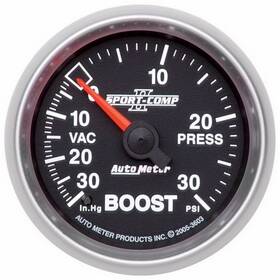 Tlx-atm3603-cl360a70 Autometer Sport-comp Ii Boost Vacumm Gauge Mechanical 52mm 30 Psi