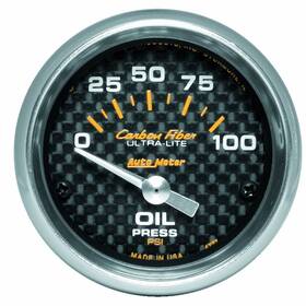 Tlx-atm4727-cl360a70 Autometer Oil Pressure Gauge Carbon Fiber 52mm 100 Psi Electronic