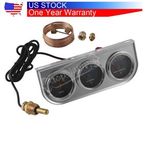 101015 Beizh57 Amp Meter Water Temp Oil Pressure 2 Inch 52mm Car 3 In 1 Triple Gauge Set New Chrome