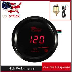 B390-gag3-r-oilpres California-lamp-usa Universal 2ftft 52mm Oil Temperature Gauge Temp Meter Tinted Red Digital Led