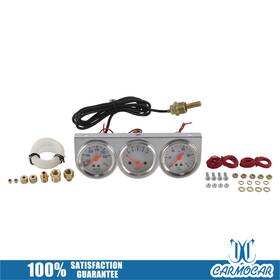 2wov Carmocarshop Water Temp Oil Pressure Volt Meter Chrome 52mm 2ftft Mechanical Triple Gauge Set