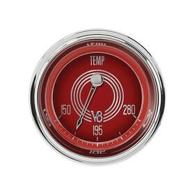 V8rs26shc Classic Instruments V8 Red Steelie Series Water Temperature Gauge