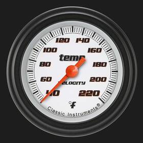 Vs129wblf Classic Instruments Velocity White 2 1/8 Inch Stock Eliminator Temp. Gauge