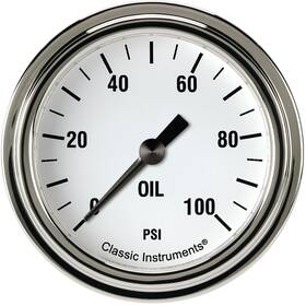 Wh381slf Classic Instruments White Hot 2-5/8 Inch Oil Pressure Gauge