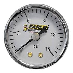 100195erl Earls Performance Plumbing Fuel Pressure Gauge 1.5 Inch 1/8 Npt Male Thread On Back 100195erl Earls Performance Plumbing Fuel Pressure Gauge 1.5 Inch 1/8 Npt Male Thread On Back