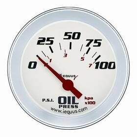 8464 Equus 2 5 8 Electric Oil Pressure Gauge White With Aluminum Bezel