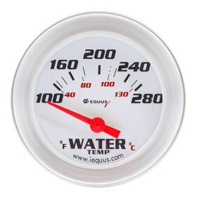 E8462 Equus Water Temp Gauge 2 5/8 Inch 100-280 F 90 Degree Sweep Electric