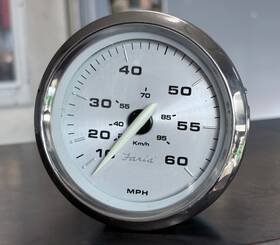 Se9945a Faria B186 Kronos Silver Speedometer 4 Inch 60 Mph Used