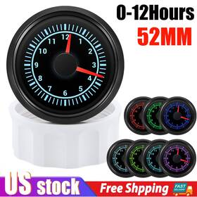 Cx6347b Faymizsa 2 Inch 52mm Black Clock Gauge 0-12hours 7 Colors Led Waterproof For Car Marine Truck