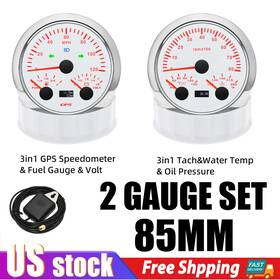 Cx8312 Faymizsa Cx8308 85mm Gps Speedometer 0-120mph Fuel/volt And Tacho/temp/oil Press Gauge Set Us