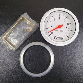 Gl8000w Gaffrig Livorsi 3 1/2 Inch Dia Boat Tachometer Gauge 0-8000 Rpm White With Silver Trim
