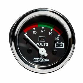 A2c59512545 Gamma Gam-v6331wl Voltmeter 52mm 2 Inch 8-16v Black Dial Bezel Chrome Warning Light Repl