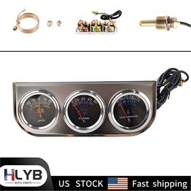 As-ag005-sl Hlyb-auto-parts Mechanical 2ftft 52mm Chrome Triple Gauge Set Water Temp Oil Pressure Amp Meter