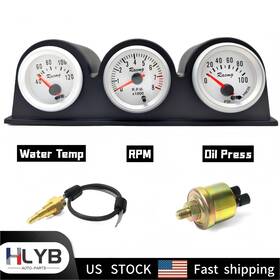 Jyb003-opwr-bk Hlyb-auto-parts 2 Inch 52mm Car Triple Gauge Kit 7color 3in1 Tachometer Rpm Water Temp Oil Press 12v