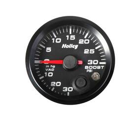 26-606 Holley Analog Style Boost/vacuum Standalone Gauge Black Easy To Read Day And Night