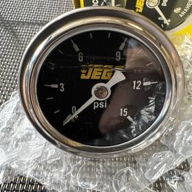 0555-41010 Jegs Perfomance Products 012657007035 - 1 1/2 Inch Liquid Filled Black Dial Pressure Gauge