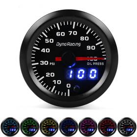 Bx101500 Jonjea 2ftft/52mm Digital And Pointer Oil Pressure Gauge 7 Colors Led Auto Car Meter 12v