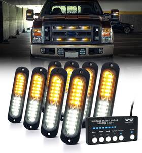 Lm020w212-f Lumenix White Amber Led Surface Mount Strobe Flashing Lights White&amber