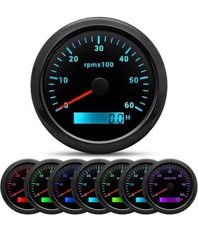 0-6000rpm Maimeimi Cx8005b 85mm 3 3/8 Inch Tachometer Gauge 7 Colors Tacho Meter For Auto Boat Marine
