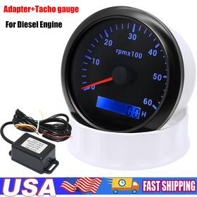 K0158-dr01us Maimeimi Cx8149b 85mm Diesel Engine Tachometer 6000rpm Gauge With Tacho Adapter Rpm Signal Sensor